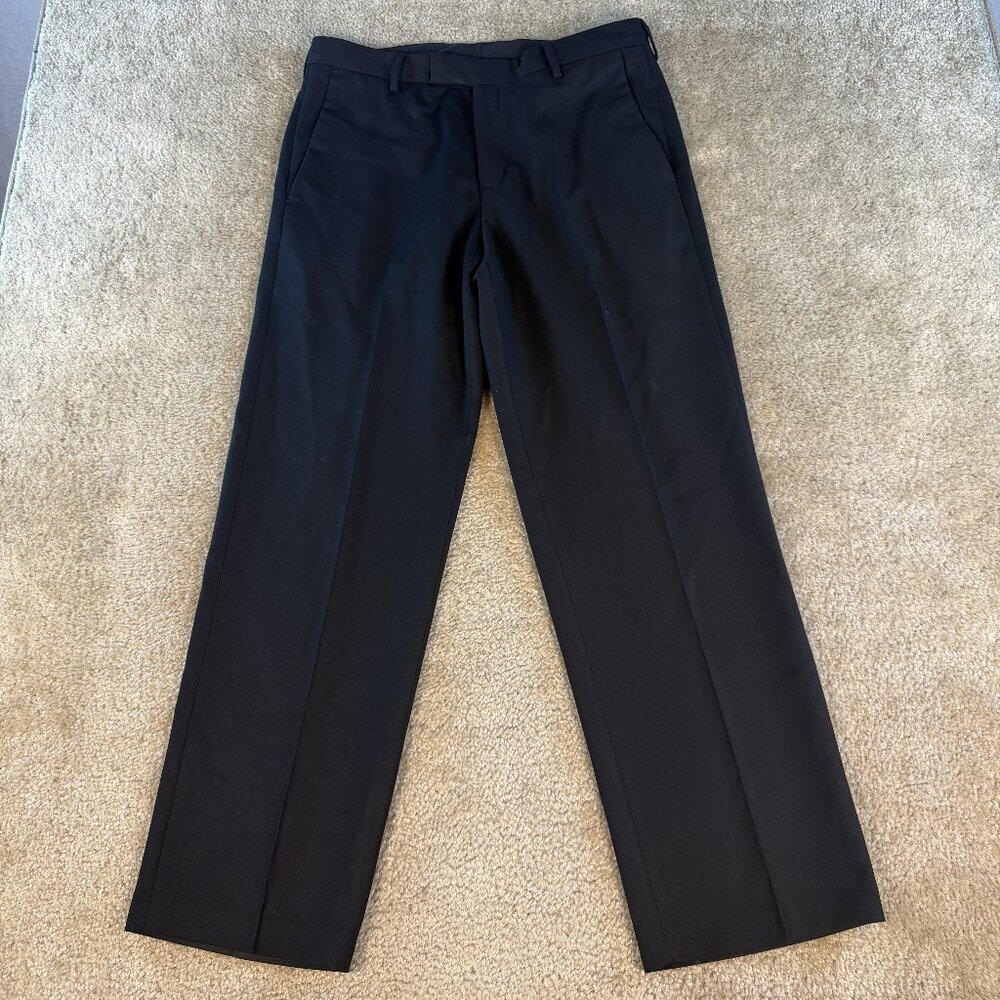 Kenneth Cole Reaction Pants Mens 33 X 30 Black Flat Front Straight Leg F623